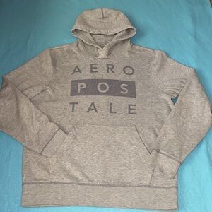 AEROPOSTALE hoodie graphic sweatshirt long sleeve pouch pocket gray navy size XL